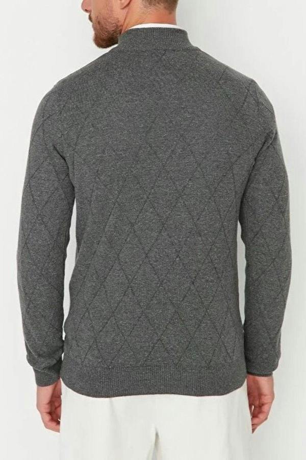 WOVCOR Slim Fit Half Turtleneck Zippered Collar Knit Men's Sweater