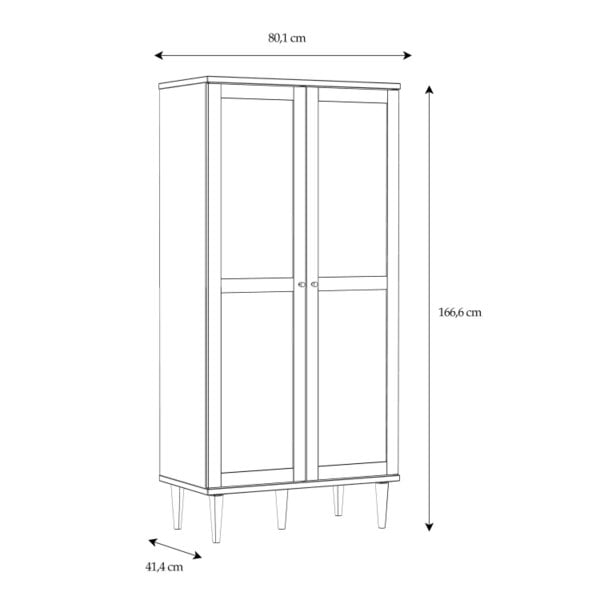 Wyld Haus Mallowmoss Rattan and Wood 2 Door Display Cabinet