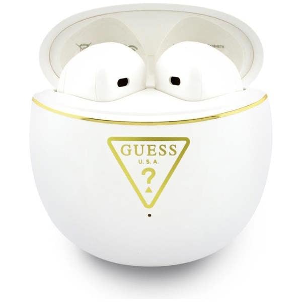 Guess Gold Line Triangle Logo TWS Earphone with Charging Case White - GUTWSA15HETH