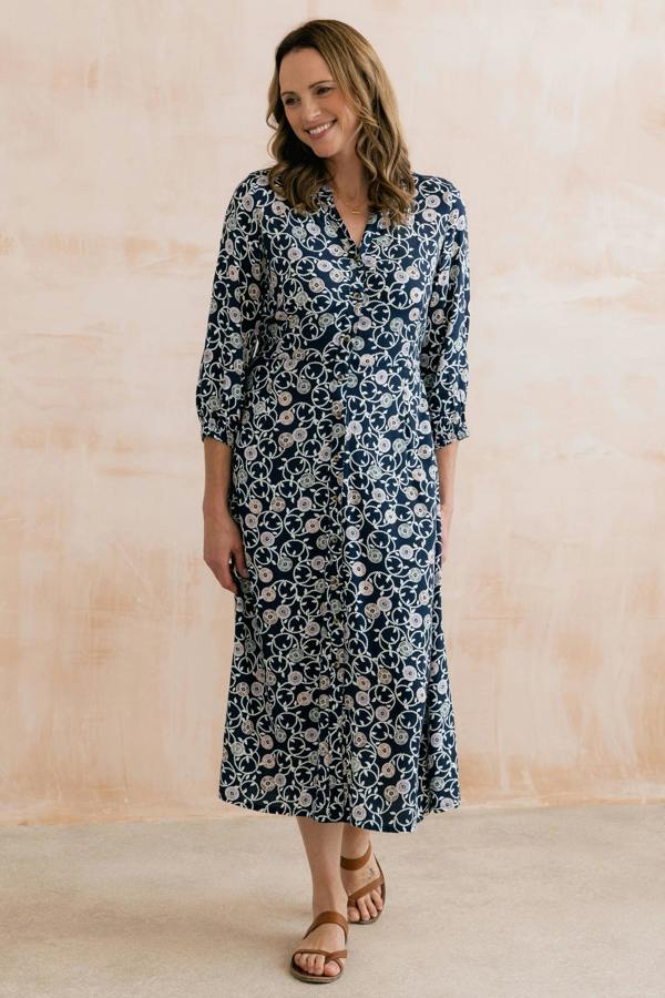 Lily & Me Leoni Printed Shirt Dress Navy