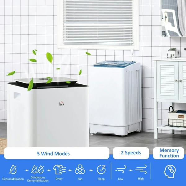 White portable dehumidifier with air purifier beside another unit; black top air intake