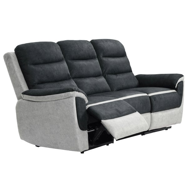 Comfy Living Two Tone Contrast Fabric Recliner Set Chair 2 Seater Sofa 3 Seater Sofa Grey