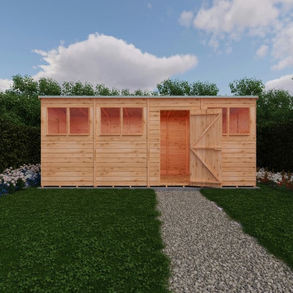 Shire Overlap 16x6 single door pent shed