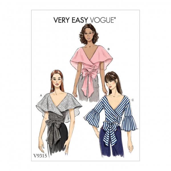 Vogue Sewing Pattern 9315, Tops for Women, E5 (14-16-18-20-22) - Easy