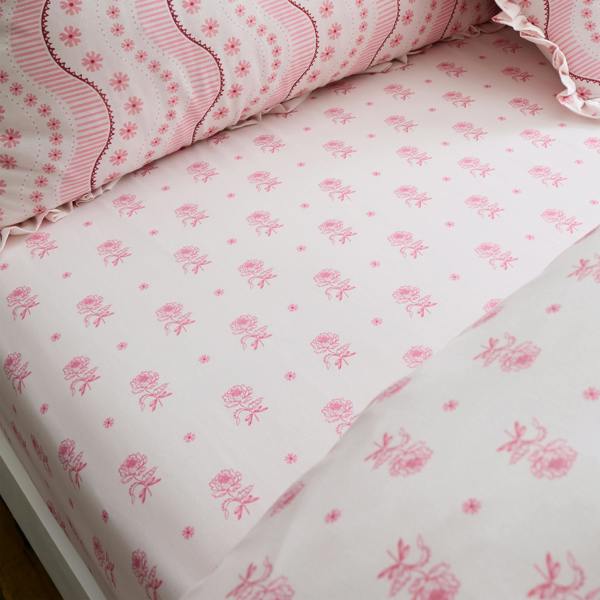 Cath Kidston Spitalfield Bunches Cotton Fitted Sheet Pink