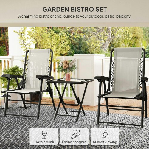 Wyld Haus Diroke Metal Cream White 3 Piece Garden Table And Chair Bistro Set