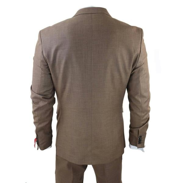TruClothing Men's Classic 3-Piece Plain Brown Suit