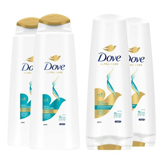 Dove Ultra Care Daily Moisture Shampoo 400ml & Conditioner 350ml For Dry Hair
