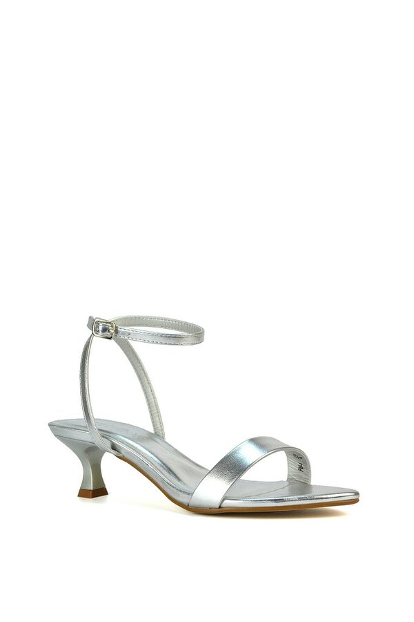 XY LONDON Kitten Low Heel Strappy Sandal Two Part Heeled Shoes
