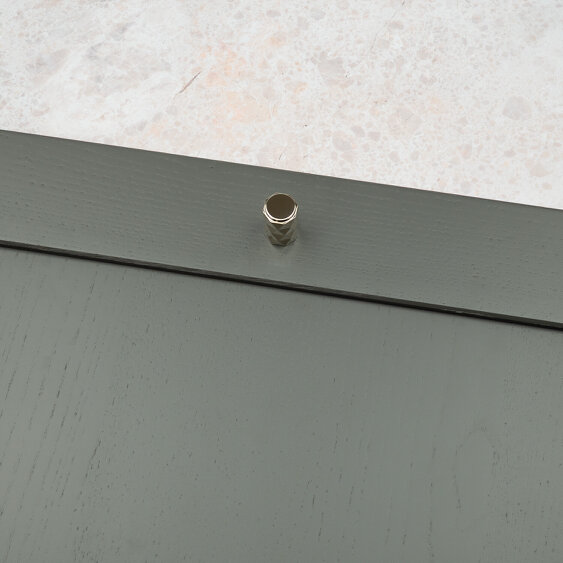 Handle & Home Polished Nickel Solid Brass Diamond Knurled Handle & Coordinating Knob