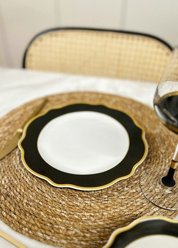 Rozi Jaswely Collection Porcelain Dinner Plates, Set of 6 (Black)