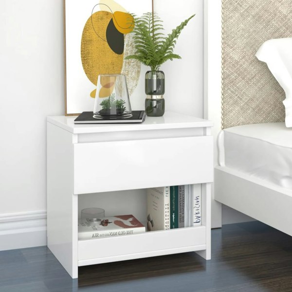 Berkfield Bedside Cabinet High Gloss White 40x30x39 cm Engineered Wood
