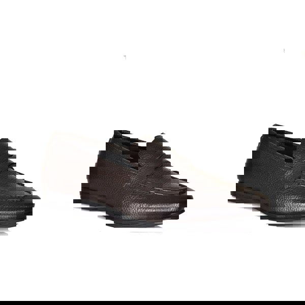 Lorenzo Grained Leather Loafers - Coffee