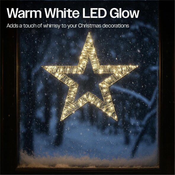 Scotts of Stow Xmas Haus Outdoor Christmas LED Metal Shiny Star Timer Power Supply