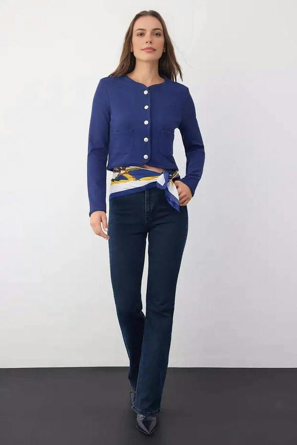 WOVCOR Knitted Jacket with Button and Pocket Details