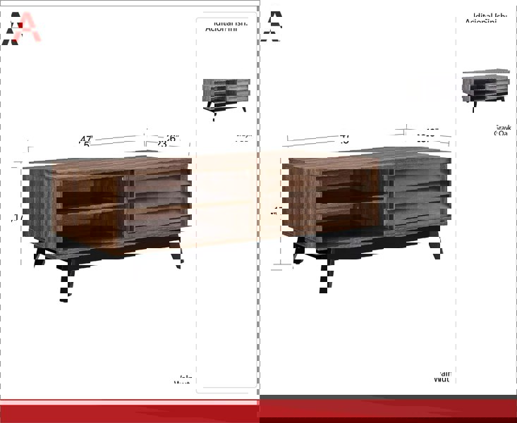 Dorel Home Vaughn Coffee Table with 2 Sliding Doors in Walnut