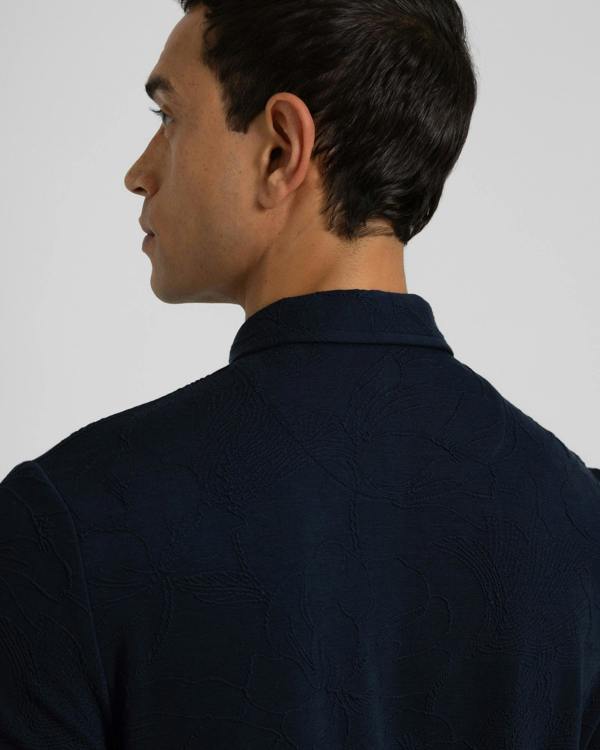 Steel & Jelly Adwell - Linear Floral Jacquard Polo Shirt