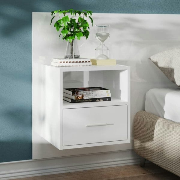 Berkfield Wall-mounted Bedside Cabinet High Gloss White