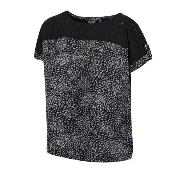 Regatta Womens/Ladies Jaida Abstract Rolled Short Sleeves Shell Blouse - Black - 