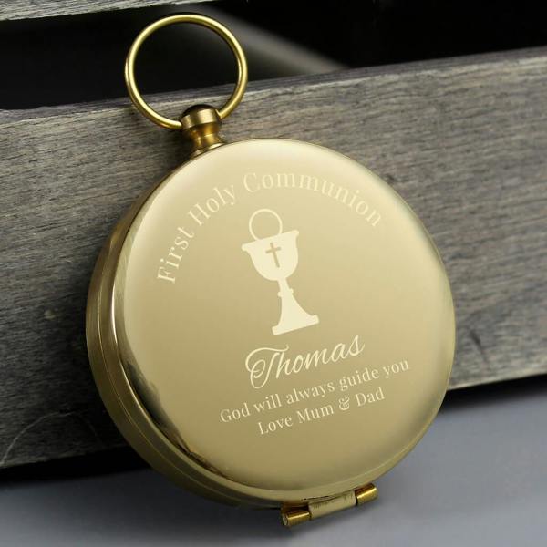 Personalised First Holy Communion Compass - alternative angle