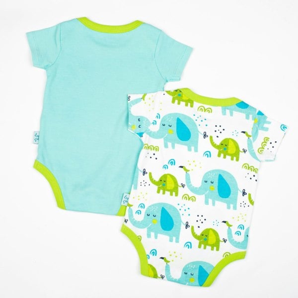 Luca and Rosa Little Elephant Print Boys Pack of 2 Baby Vests