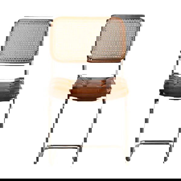 Chloe Rattan Dining Chair, Steel & Wood & Leather-Rit Concept-Rit Concept