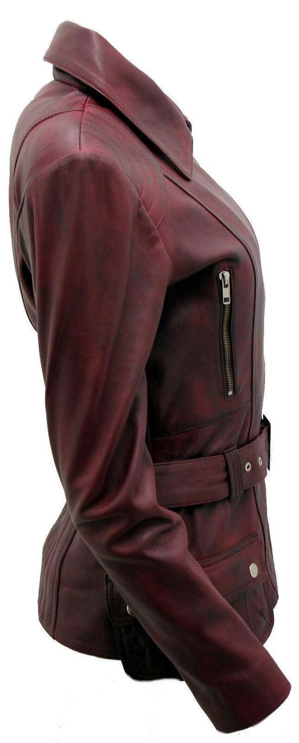 Infinity Leather Womens Long Leather Biker Jacket-Quito
