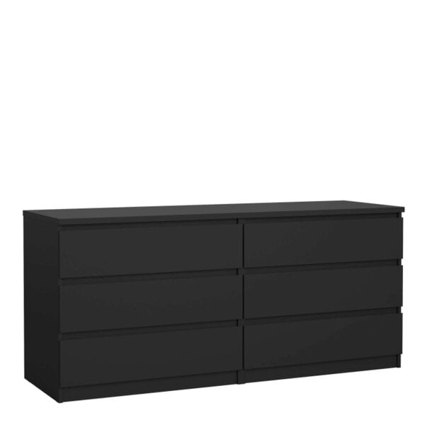 Wyld Haus Budapest Matt Black Wooden Wide Chest 6 Drawers