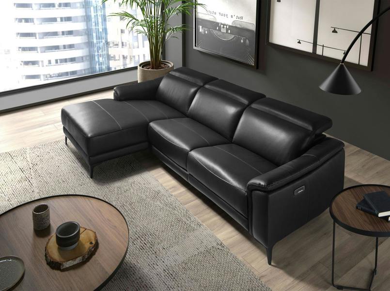 Angel Cerdá Relax corner sofa in black leather 6205/6206