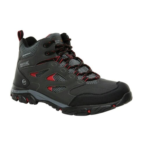 Regatta Mens Holcombe IEP Mid Hiking Boots - Traffic Black/Rio Red - Traffic Black/Rio Red - 85% Polyurathane/15% Polyester