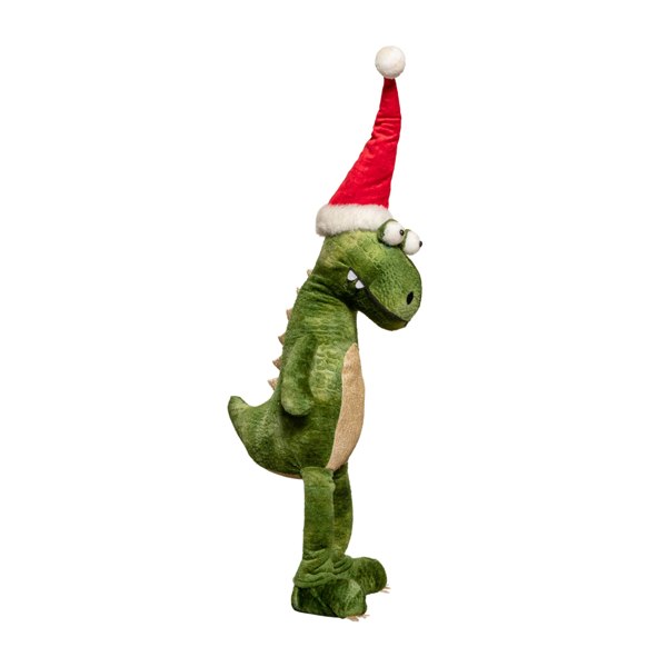 Samuel Alexander 60cm Green Standing Christmas Dinosaur with Santa Hat