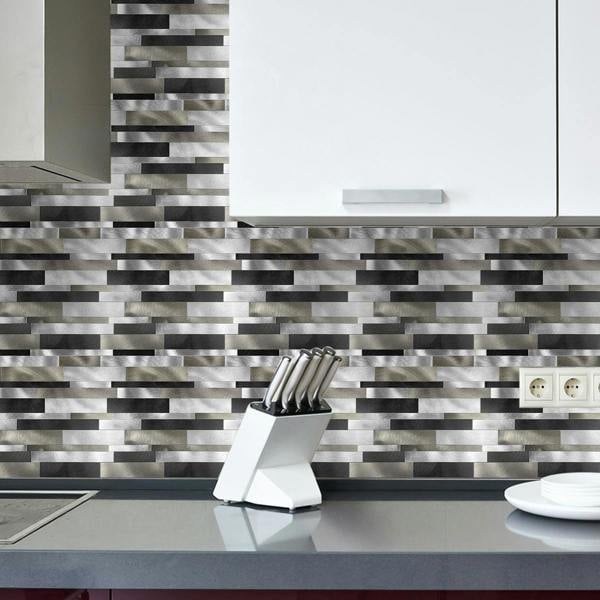 ENER-J Sleek Metallic Layers Peel & Stick Aluminum Tile, Size: 303 x 297 x 4 mm (Pack of 4)
