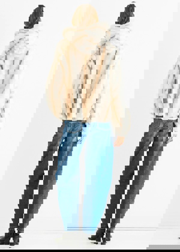 Gini London Cream Ombre Hooded Faux Fur Jacket