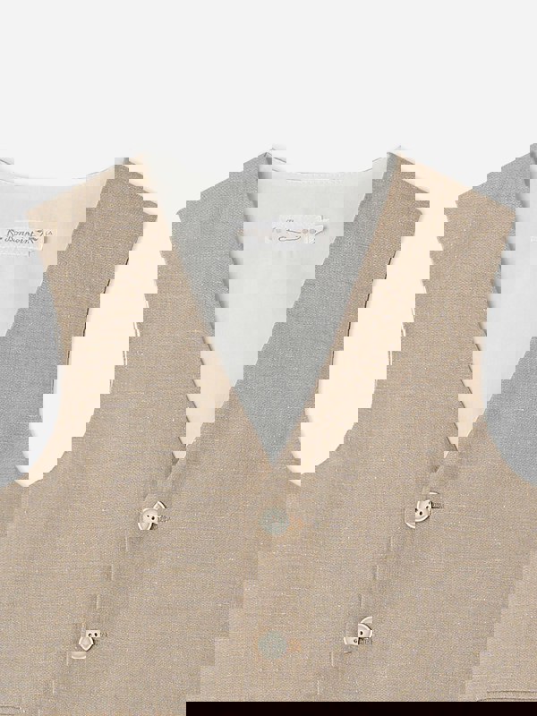 Bonpoint Boys Linen Angus Waistcoat in Brown