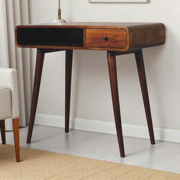 Artisan Furniture Solid Wood Curved Chestnut Writing Desk