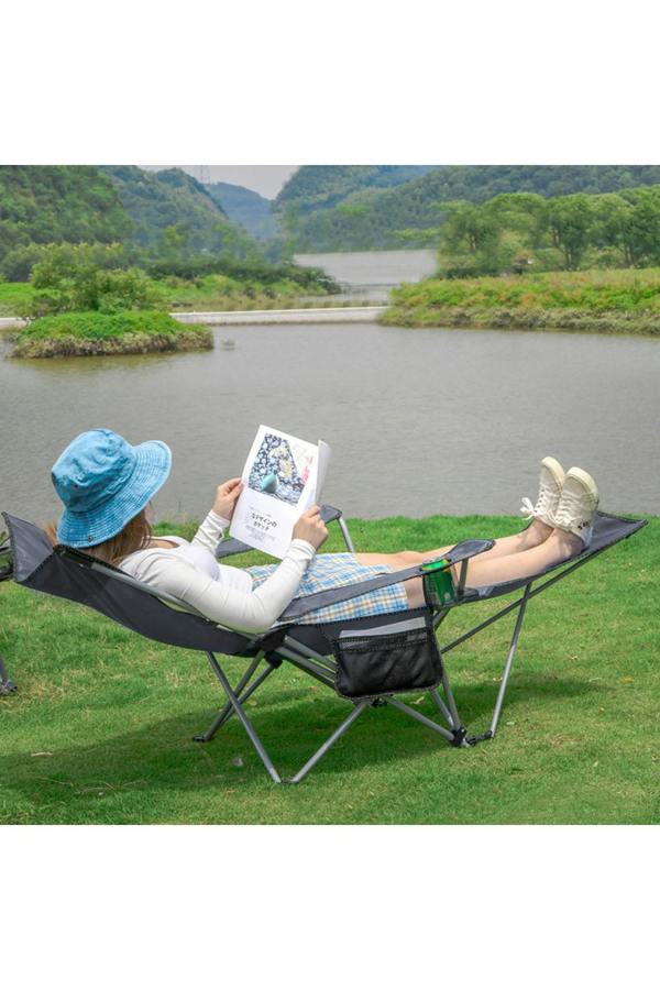 Living and Home Foldable Reclining Camping Chair with Footrest