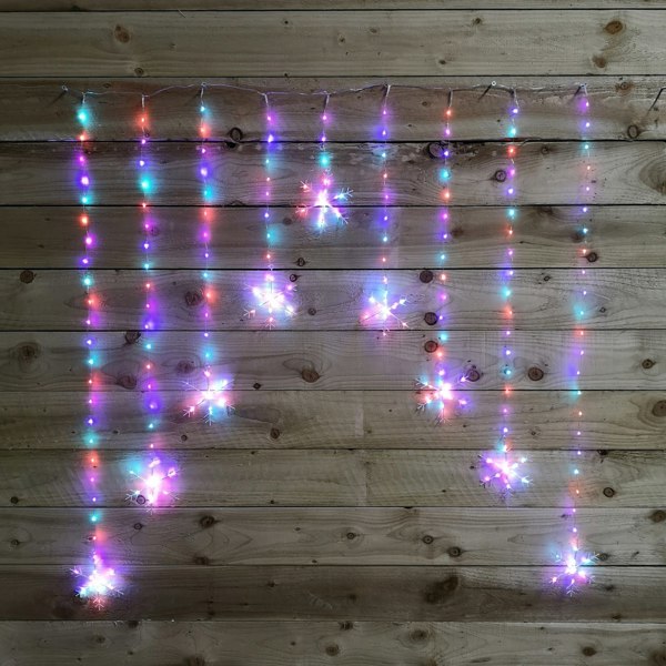 Samuel Alexander 1.2m Christmas Static Snowflake LED Silver Pin Wire V Curtain Lights in Rainbow