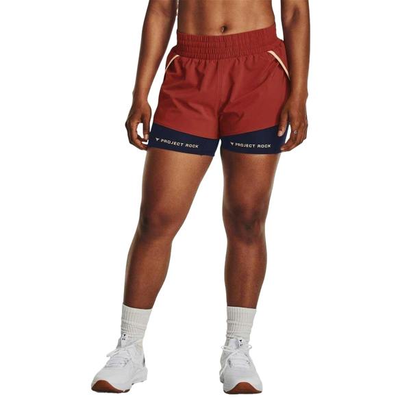 Under Armour Womens/Ladies Project Rock Layered Shorts - Red - 