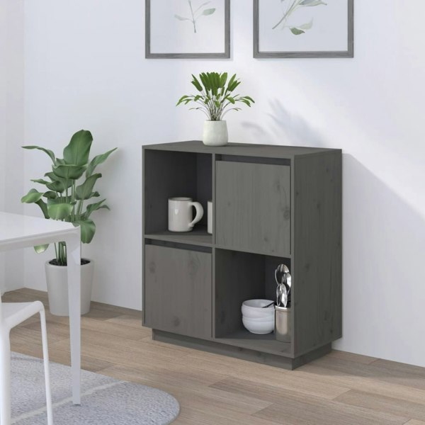 Berkfield Sideboard Grey 74x35x80 cm Solid Wood Pine