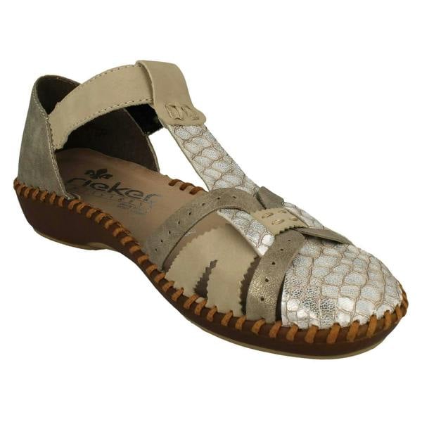 Rieker Ladies Rieker Cut Out Detailed T-Bar Summer Shoes M1650
