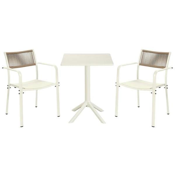 Core Products 3 Piece Bistro Garden Set, Pair Of Rope Back Armchairs & Square Plastic Table, Moss Green