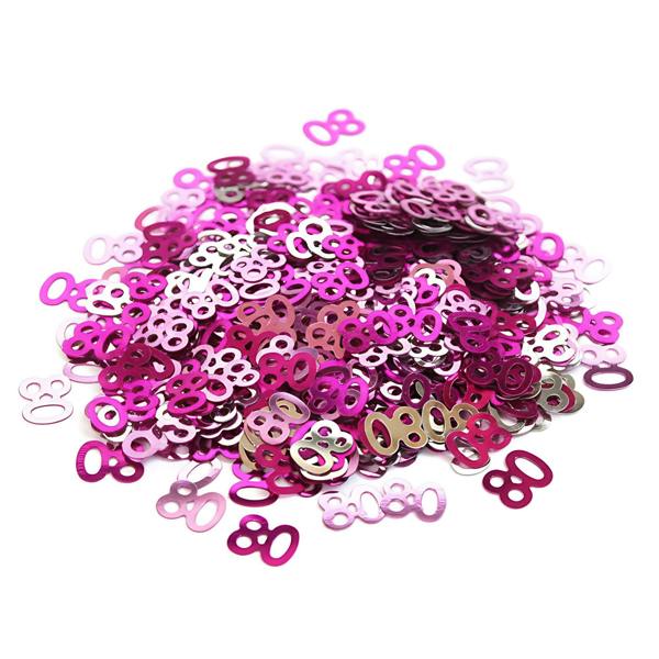 80th Birthday Pink & Silver Foil Confetti Decorations, Size Range Pack Options for Party Tables image 1