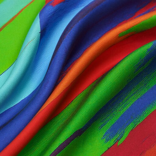 Otway & Orford 'Taverners' Celebration' striped silk pocket square in red, green, blue & orange (42 x 42cm)