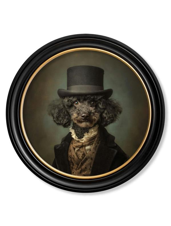 Exceptional Art Sir Poodleton - Gentleman Poodle Oxford round frame