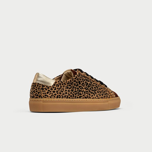 Star leopard suede trainer back/side view