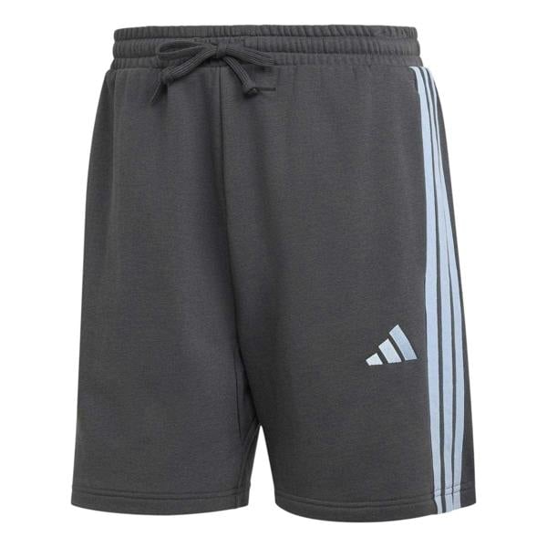 Adidas Mens Fleece 3 Stripes Shorts - Grey/Blue - 