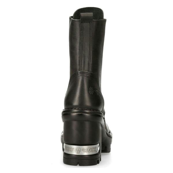 New Rock Gothic Black Leather Biker Boots- NEOTYRE07X-S1