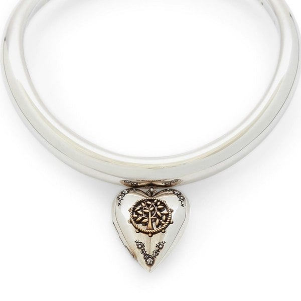 Alexander McQueen silver tone choker with heart locket pendant