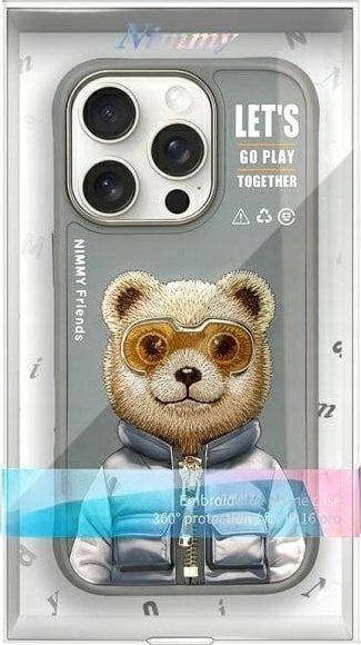 Nimmy Friends Cool & Cute 2.0 Bear Case for iPhone 16 Pro 6.3" Grey - N-KM-iP16-Pro-011
