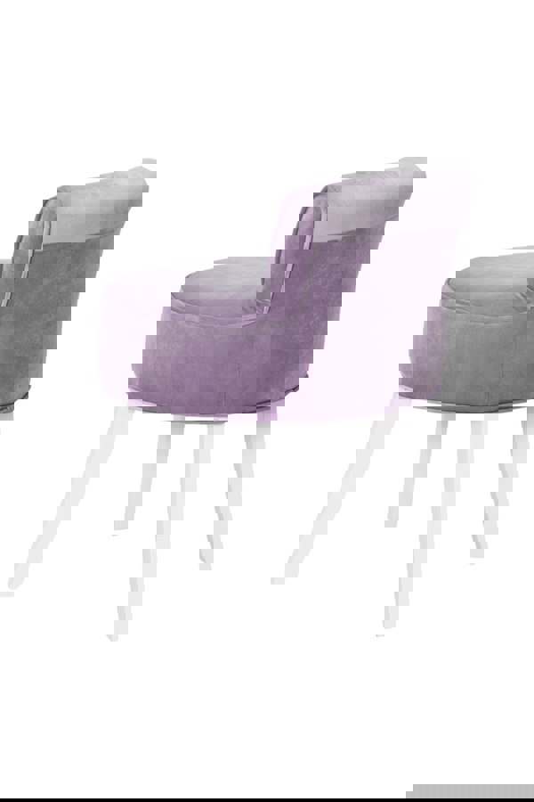 Living and Home Purple Velvet Make Up Chair Dressing Footstool with White Legs